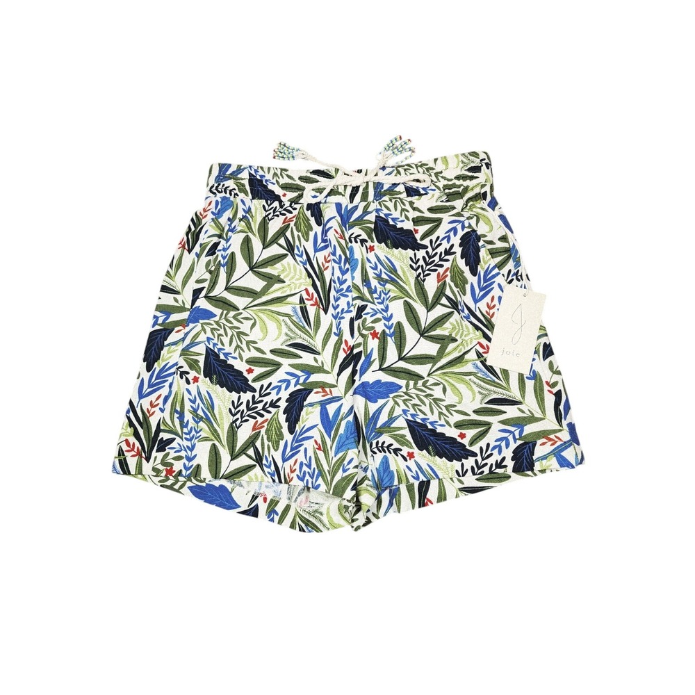 Joie Linen Shorts 6 Women White Blue Green Botanical Beach Resortwear Aloha NEW